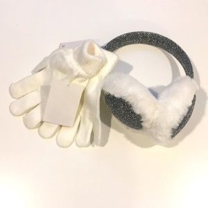 CAPELLI NY Glimmer Faux Fur Earmuffs & Gloves Set